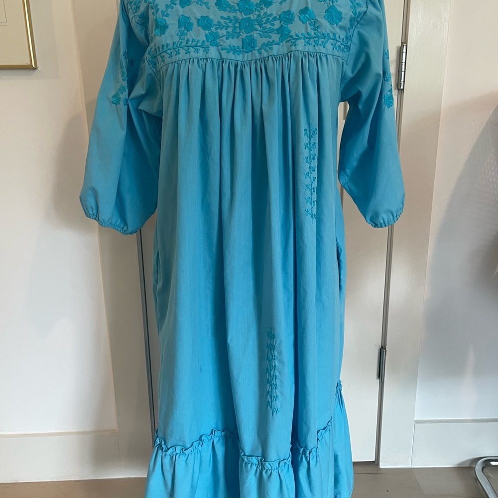 Vintage 70's 80's Mexican hippie boho  embroidered casual dress - Picture 4 of 12